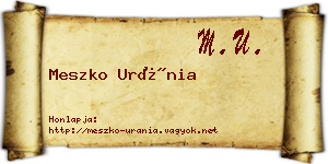 Meszko Uránia névjegykártya